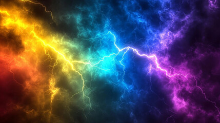 Electric lightning energy explosion ball vector. 3d thunder circle explosion light in blue, yellow and purple. Thunderbolt crack glow effect. Abstract discharge isolated on transparent background.