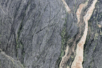 A fragment of natural gray-green marble, granite slab with interesting patterns