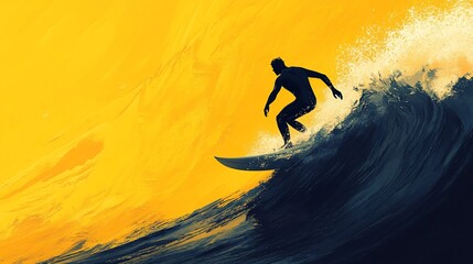 Silhouette surfer riding a large wave at sunset.