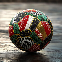 Realistic colorful soccer ball on the ground