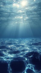 Vertical video, Underwater sunbeams, slow motion