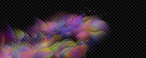 Obraz premium An explosion of colorful smoke clouds.Multicolor fog with blue and yellow particles.Explosions of color powder.