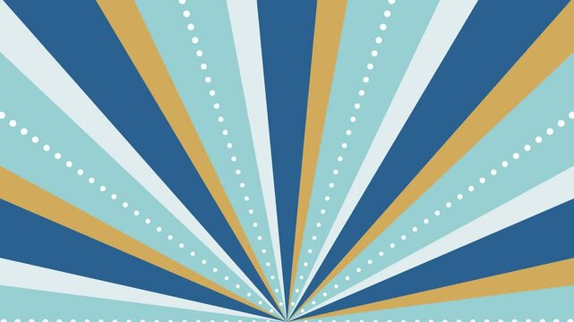 4色の半分サンバーストとドット線のイラストが回転するループ動画（青）