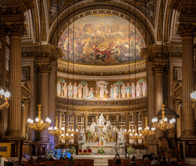 Paris, France - 12 18 2024: View inside Madeleine church.