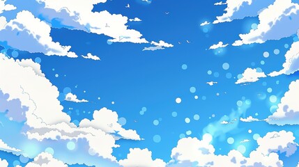 Vector blue sky clouds. Anime clean style. Background design 