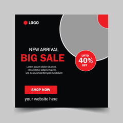 Modern furniture big sale social media post design, Square facebook post layout for product promotion, sale banner set instagram template