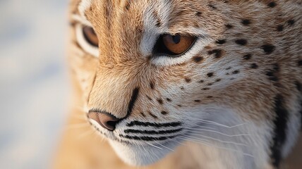 Fototapeta premium Lynx hunting snowy terrain a captivating wildlife encounter in the arctic focused on the predatory elegance of lynx fur