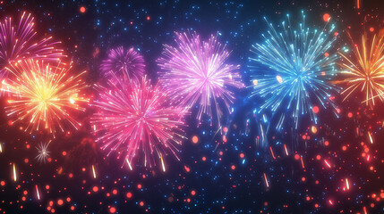 Fototapeta premium Happy new year , Happy Birthday, Celebration fireworks and beautiful Boked background