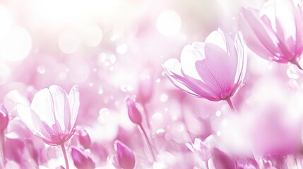 Dreamy pink floral background with soft pastel hues and gently blooming flowers, ideal for romantic and calming visuals