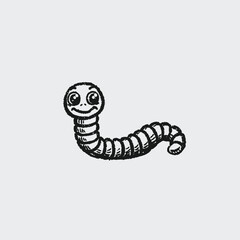 Fototapeta premium Earthworm cartoon character icon sigh. Worm with face expression smilling flat style design vector illustration