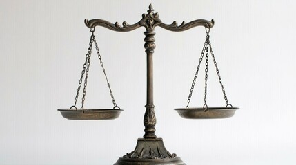 A close-up of two equal-sized scales, symbolizing justice and equality, with a neutral background