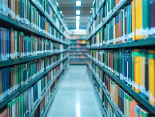 Books Shelved in a Modern Library with Colorful Spines Creating a Vibrant and Inviting Atmosphere for Readers and Scholars