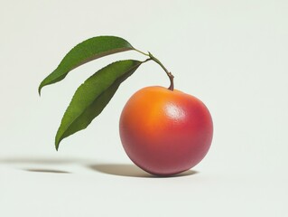close up of a ripe plum with leaves