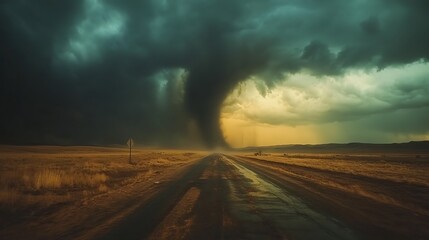 A large tornado over the road