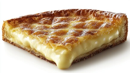 A delicious slice of gooey cheese pastry.