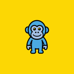 Cute gorilla cartoon Illustration Isolated On Transparent Background
