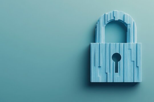 A sleek blue padlock symbolizing security and protection on a minimalistic background.