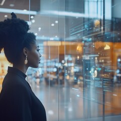 Businesswoman Using Technology in Modern Office Setting