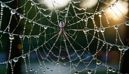 spider web with dew drops
