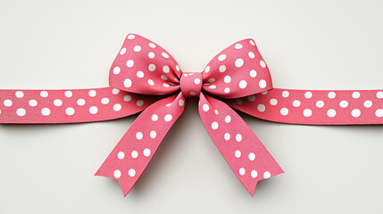Gift and Decoration, Luxurious pink ribbon bow with white polka dots, perfect for gifts and decorations