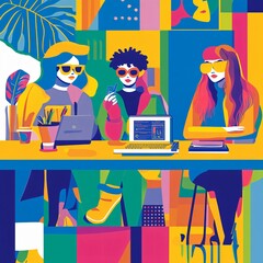 Vibrant and Diverse Team in Modern Workspace