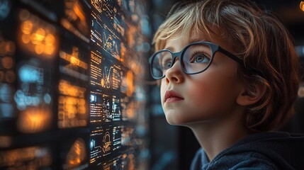 Student Exploring Interactive Holographic Timeline Shaping Educational Perspectives