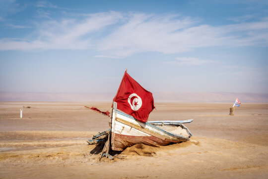 Lake Zarzis in Southern Tunisia dry Lake