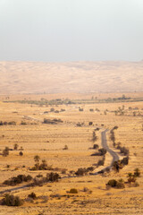 Sahara Desert Sunset and Road in Tunesia