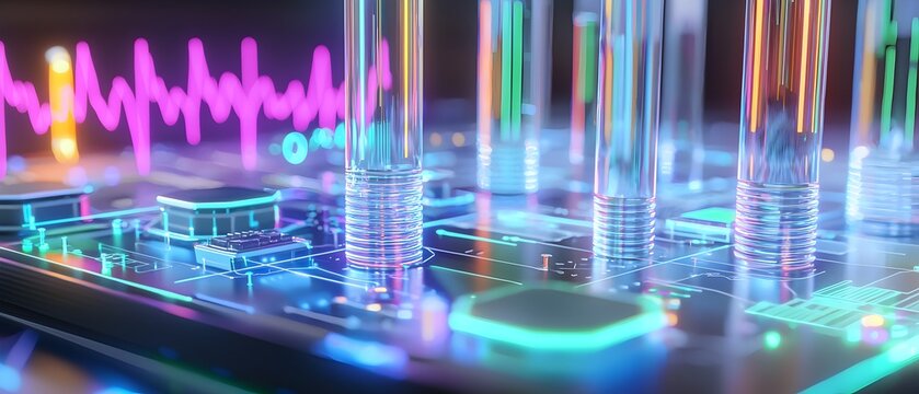 A computer board with a lot of wires and tubes