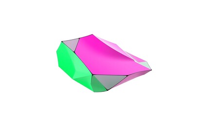 Abstract Pink and Green Geometric Crystal: A Vibrant Low-Poly Design
