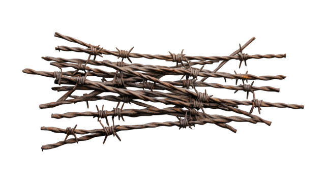 Intricate closeup of sharp barbs on a dark background, study of texture, contrast, and potential danger