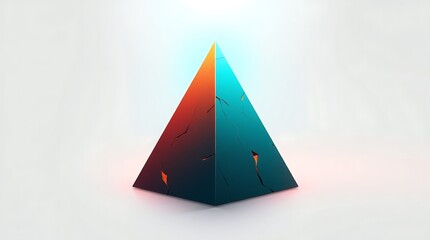 Fototapeta premium Cracked Pyramid: A Striking Teal and Red Gradient Abstract