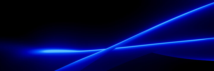 Abstract blue light on black background.