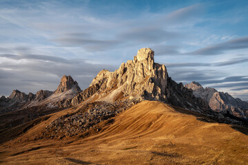 Passo Giau in Italian Dolomites during Sunset