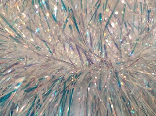 White shining garland decoration, closeup