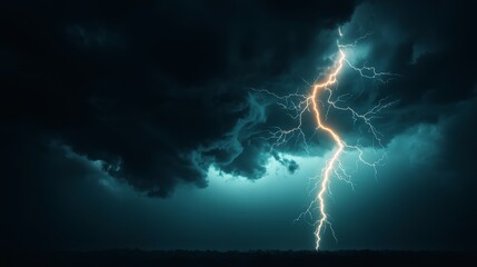 Fototapeta premium Dramatic Lightning Strike Dark Storm Clouds Thunderstorm Nature Photography