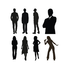 Silhouette Set of Man and Woman in Various Poses