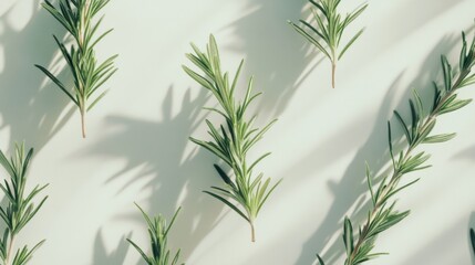 Fototapeta premium fresh rosemary sprigs on white background