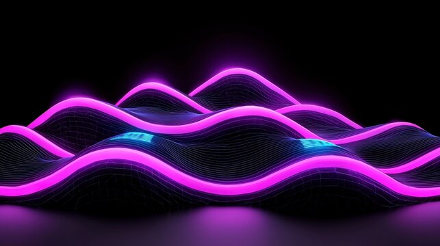 Futuristic Purple Neon Waves  Abstract Tech Background