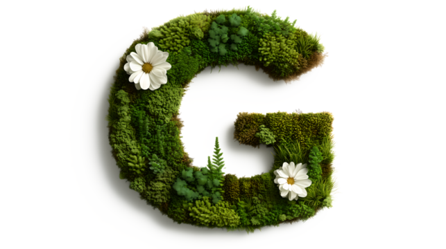 G PNG letter flower green moss.