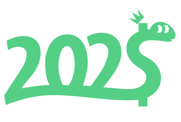 2025 green snake symbol of chinese year and dollar sign with swaying crown as business concept.