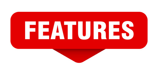 FEATURES banner, sticker, label, button