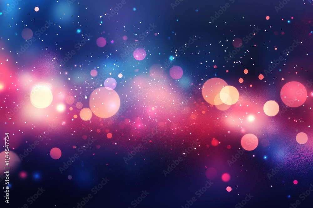 Aufkleber abstract background with bokeh lights and stars, glitter effect, glowing light particles on dark blu