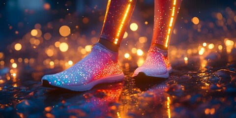 Fleece-lined leggings offer both comfort and style, perfect for an active lifestyle. Their dazzling design shines beautifully in low light, creating a vibrant, energetic look.