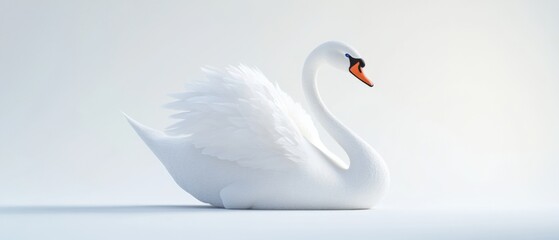 Obraz premium a white swan is sitting with its head turned to the left