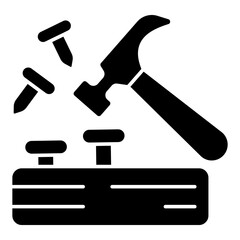 Conceptual flat design icon of fix iron nail