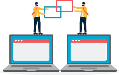 Business backlink for building websites for search engine optimization. Illustration For Wallpaper, Banner, Background, Book Illustration, And Web Landing Page.
