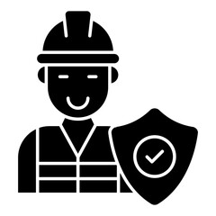 Avatar wearing hard hat with shield, icon of labor security