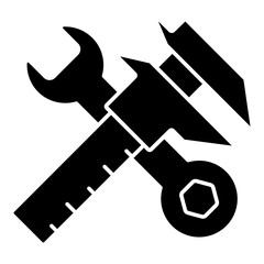 Editable design icon of wrench with screw gauge, technical tools