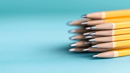 Stack of Yellow Pencils  Close up  Office Supplies  Stationery  Education  Drawing  Writin